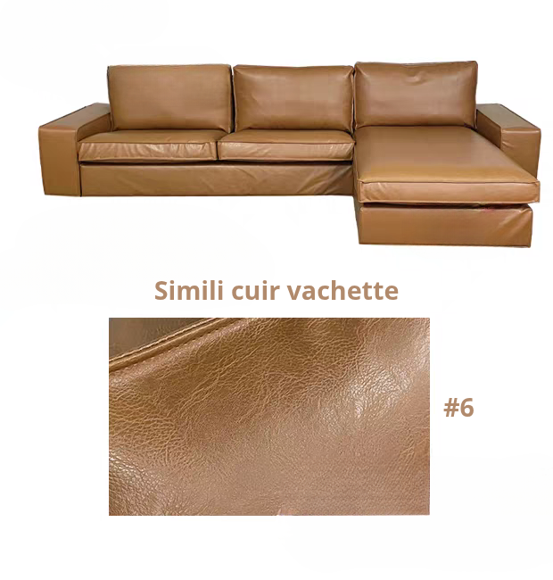 Housse canapé d'angle méridienne IKEA KIVIK cuir marron