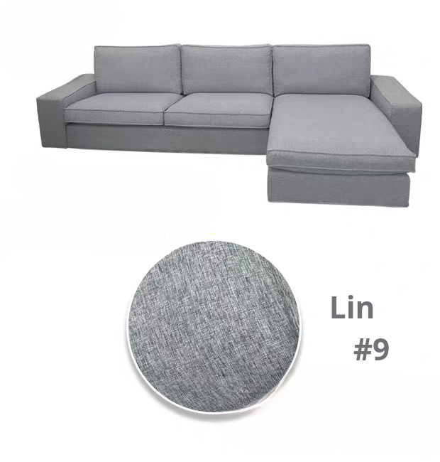 Housse canapé d'angle méridienne IKEA KIVIK lin gris