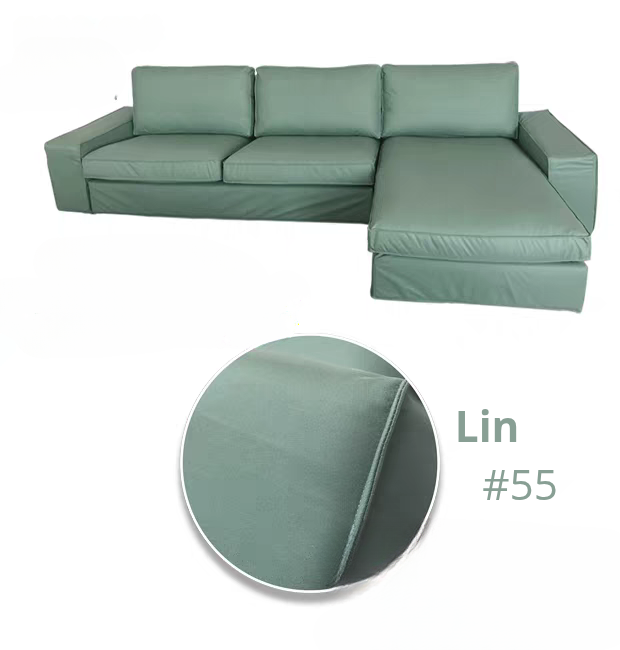 Housse canapé d'angle méridienne IKEA KIVIK lin vert tendre