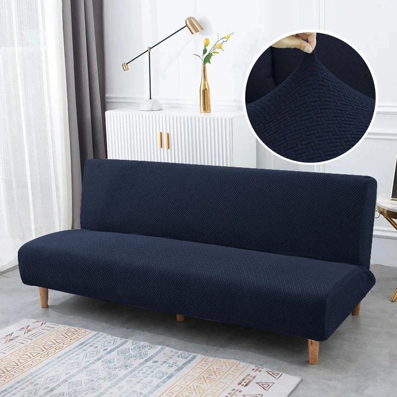 Housse pour canapé-lit, clic-clac, canapé sans accoudoirs bleue marine