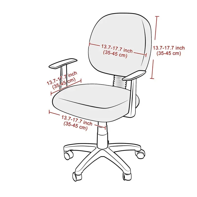 Funda elástica de terciopelo damasco para asiento de oficina - 2 piezas: respaldo y asiento