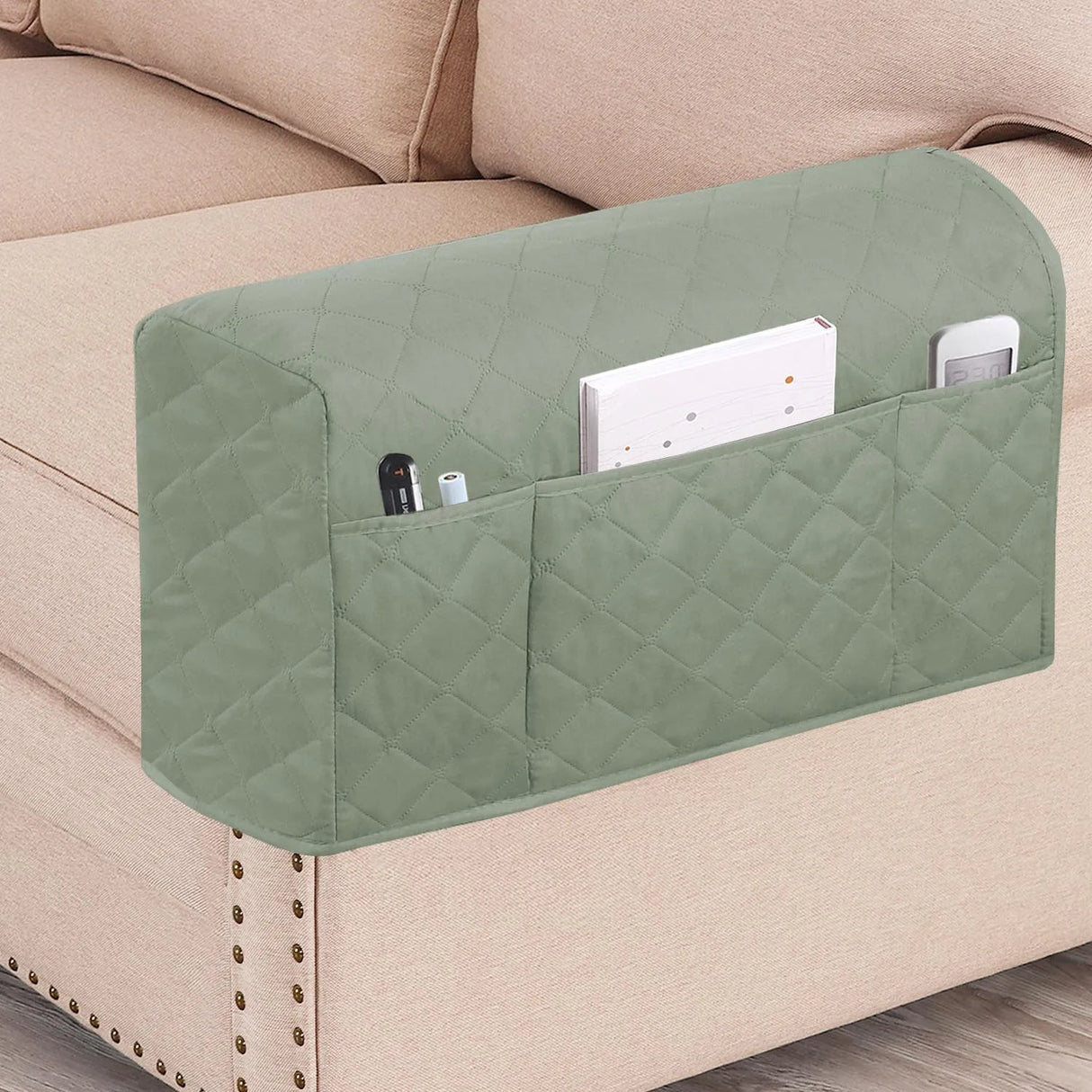 Housse protection accoudoirs fauteuil canapé vert