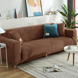 Housse de canapé extensible velours doux et chaleureux chocolat