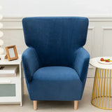 Housse fauteuil IKEA OSKARSHAMN velours bleue de face