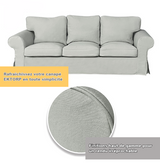 Housse pour canapé IKEA EKTORP 3 places pur coton argent tissu