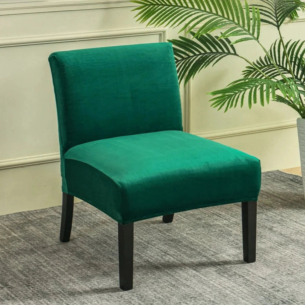 Housse pour chauffeuse, fauteuil bas velours vert