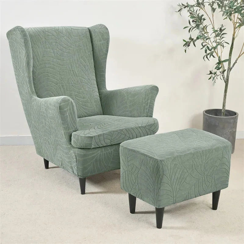 Housses fauteuil STRANDMON + pouf repose-pieds vert