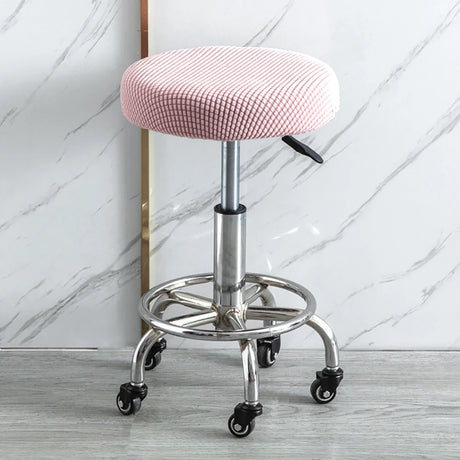 Housse de tabouret rond super extensible rose