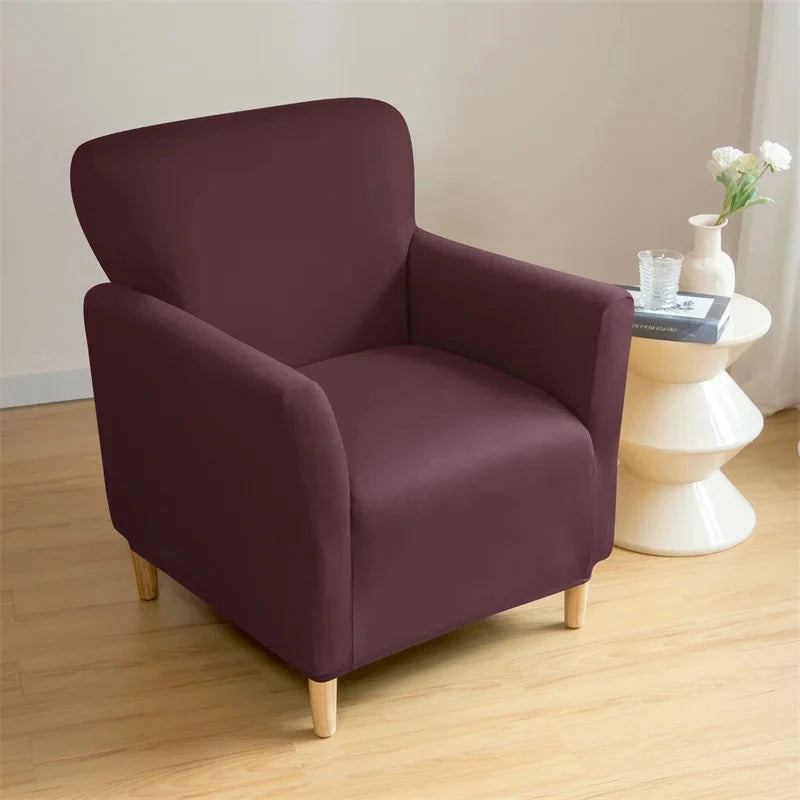 Housse pour fauteuil club en lycra imperméable marron