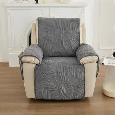 Housse pour fauteuil relax velours matelassé gris