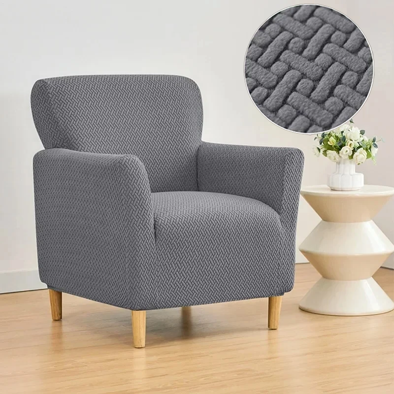 Housse pour fauteuil club en velours damassé gris