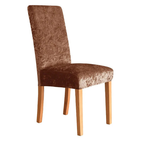 Housses de chaises extensibles velours brillant marron