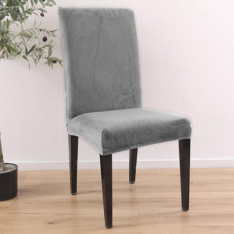 Housses de chaises extensibles velours gris 