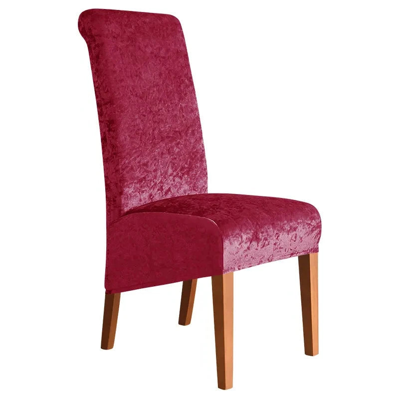 Housses de chaises hautes velours brillanté rose fushia