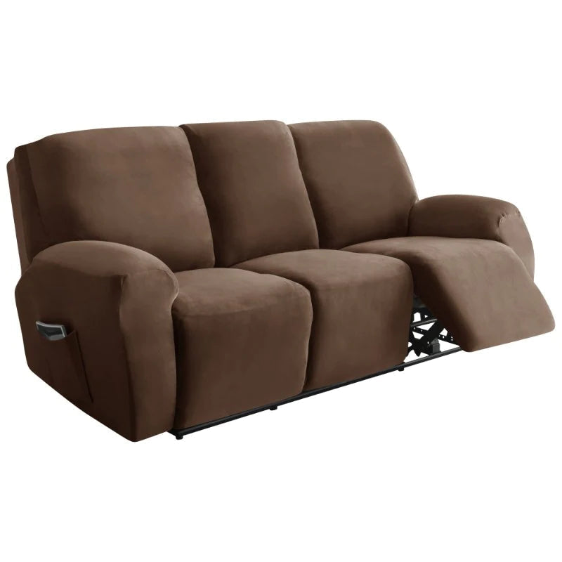 housse pour canapé relaxation velours marron repose pied