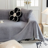 jeté de canapé luxe grande taille en fourrure gris